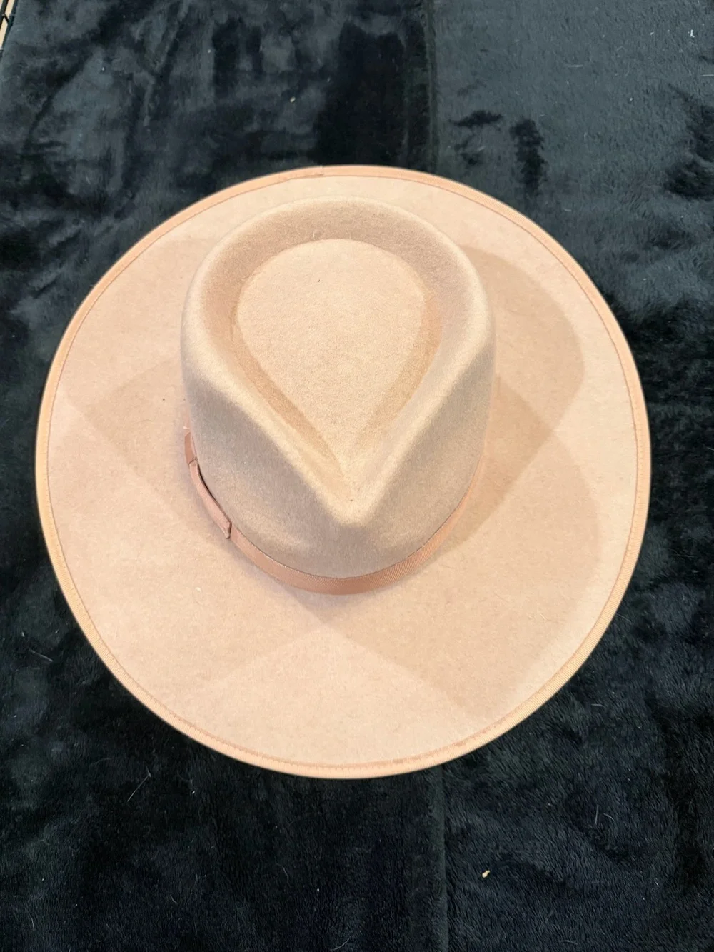 Women's Wide Brim Felt Fedora Hat in Blush Pink